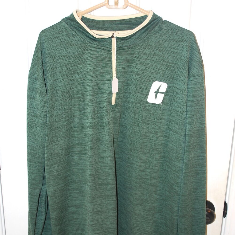 Colosseum NCAA Mens XXL UNCC Charlotte 49er's Green Quarter-zip L/S Shirt Exc
